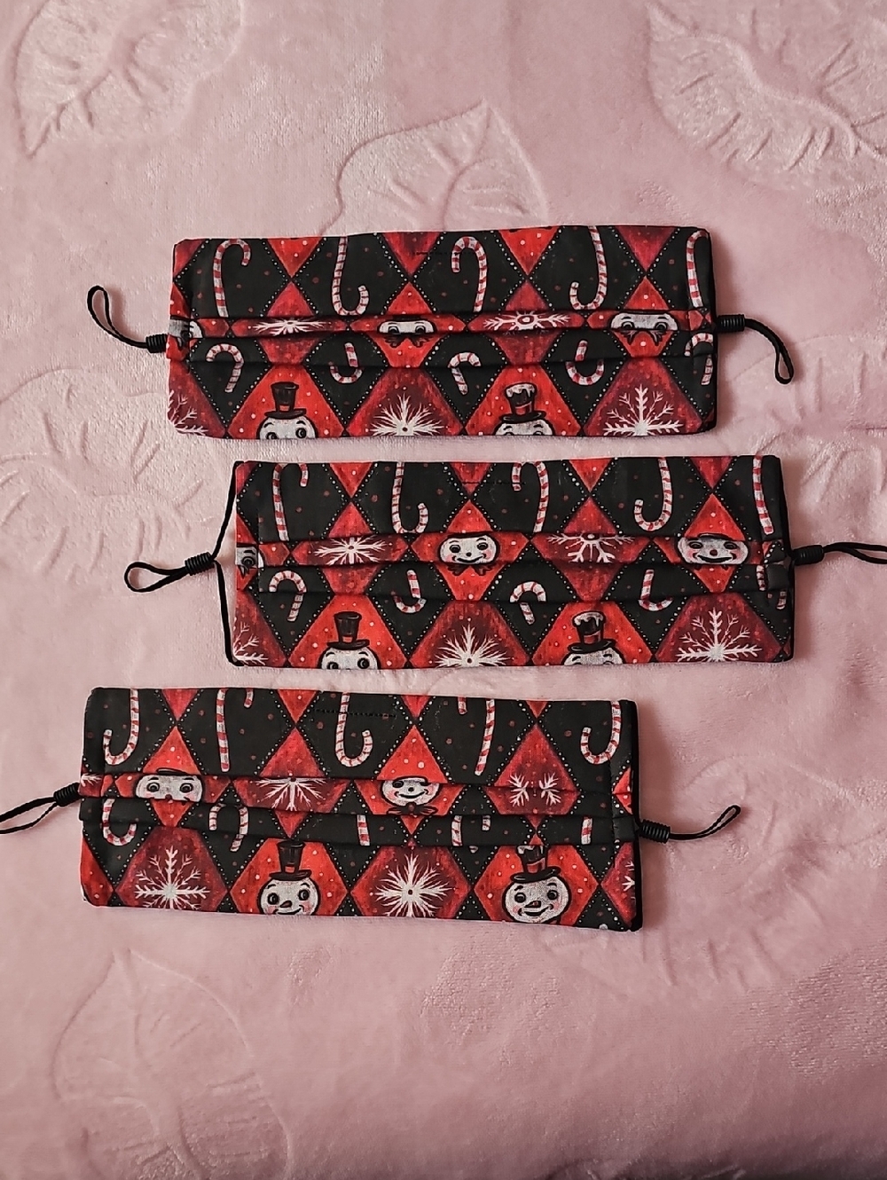 Festive Snowman Candy Cane Face Mask Set Of 3 - Johanna Parker